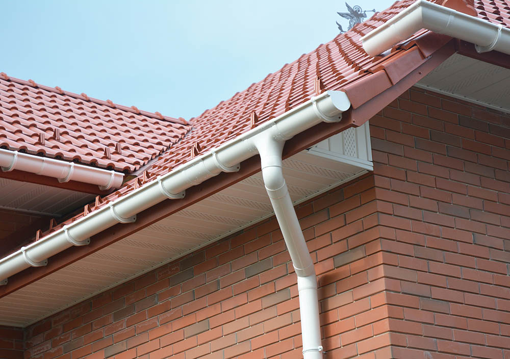 Close up of a pvc gutter